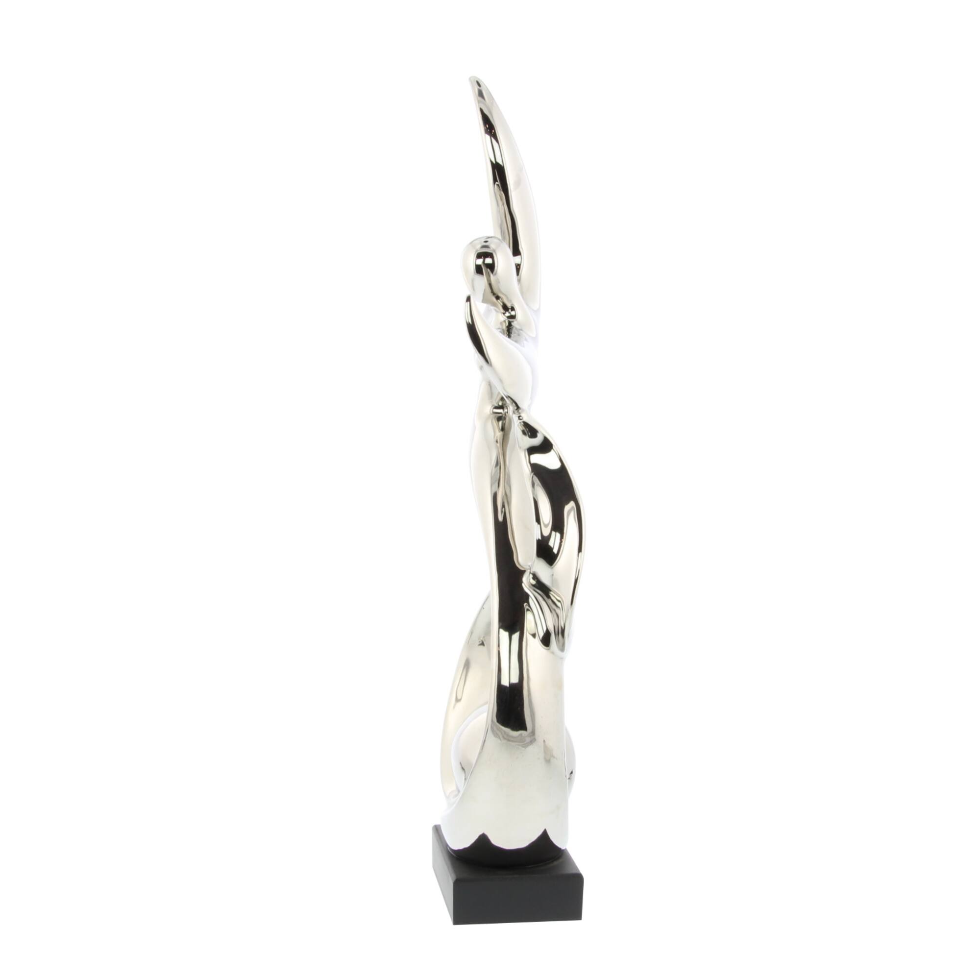 25" Silver Ceramic Modern Twist Sculpture